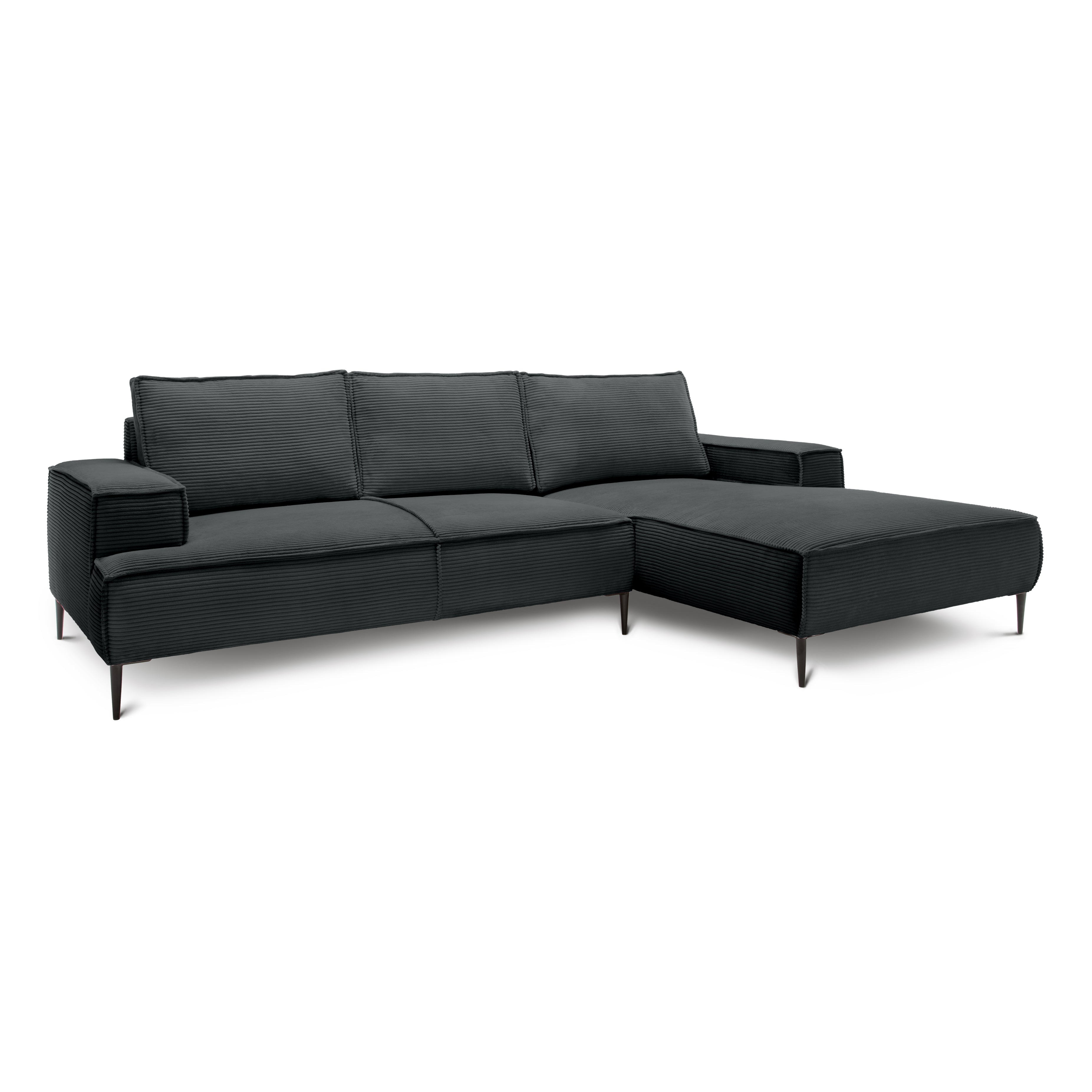 Narożnik 3-osobowy 275 cm w stylu modern classic | May Antracyt (POSO 34) Prawostronny