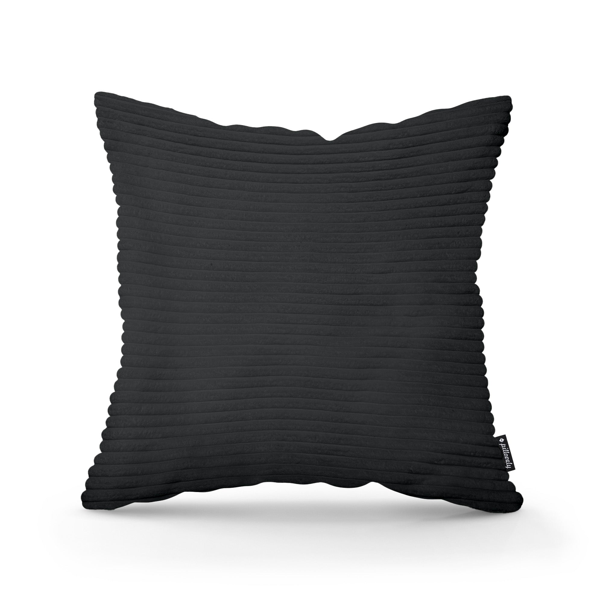 Poduszka dekoracyjna 45×45 cm w stylu scandi i boho | Szeroki Sztruks Węgiel (POSO 135)