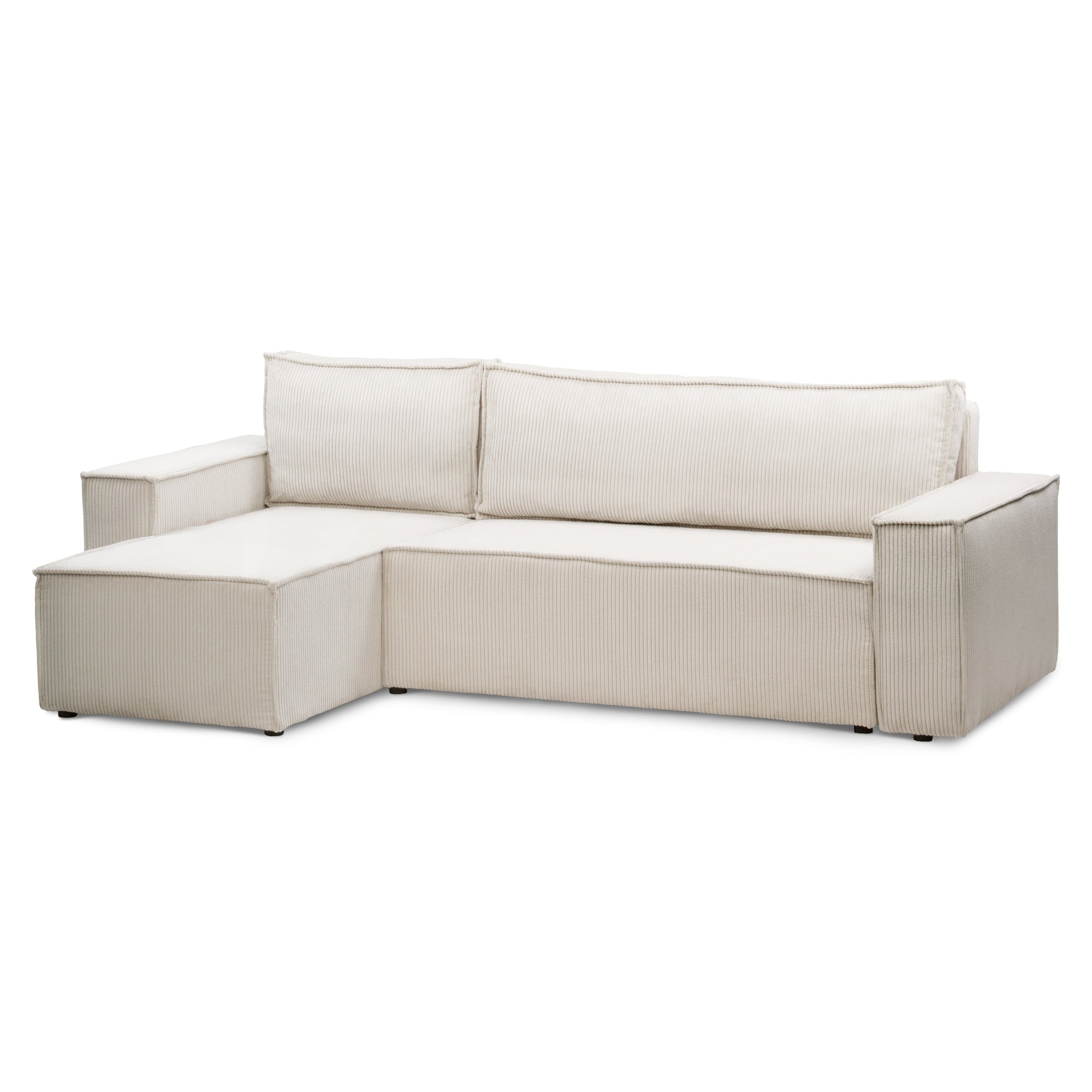 Narożnik z Funkcją Spania Agi 3-osobowa Porcelanowy Beż