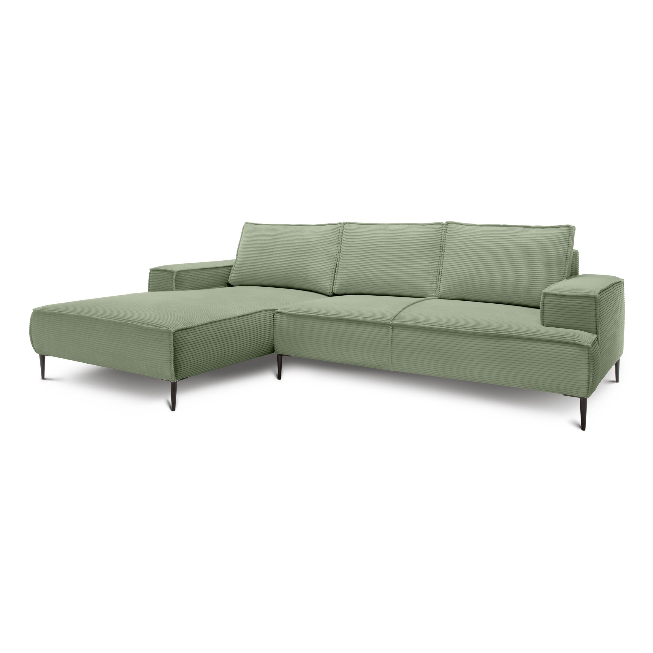 Narożnik 3-osobowy 275 cm w stylu modern classic | May Szarozieleń (POSO 47) Lewostronny