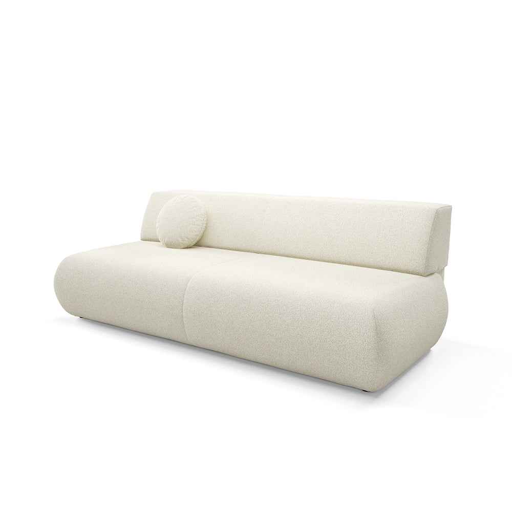 Sofa z funkcją spania 140x200 z pojemnikiem w stylu nowoczesnym | Puentro Perłowa Poranna Biel (PUENTE 03)
