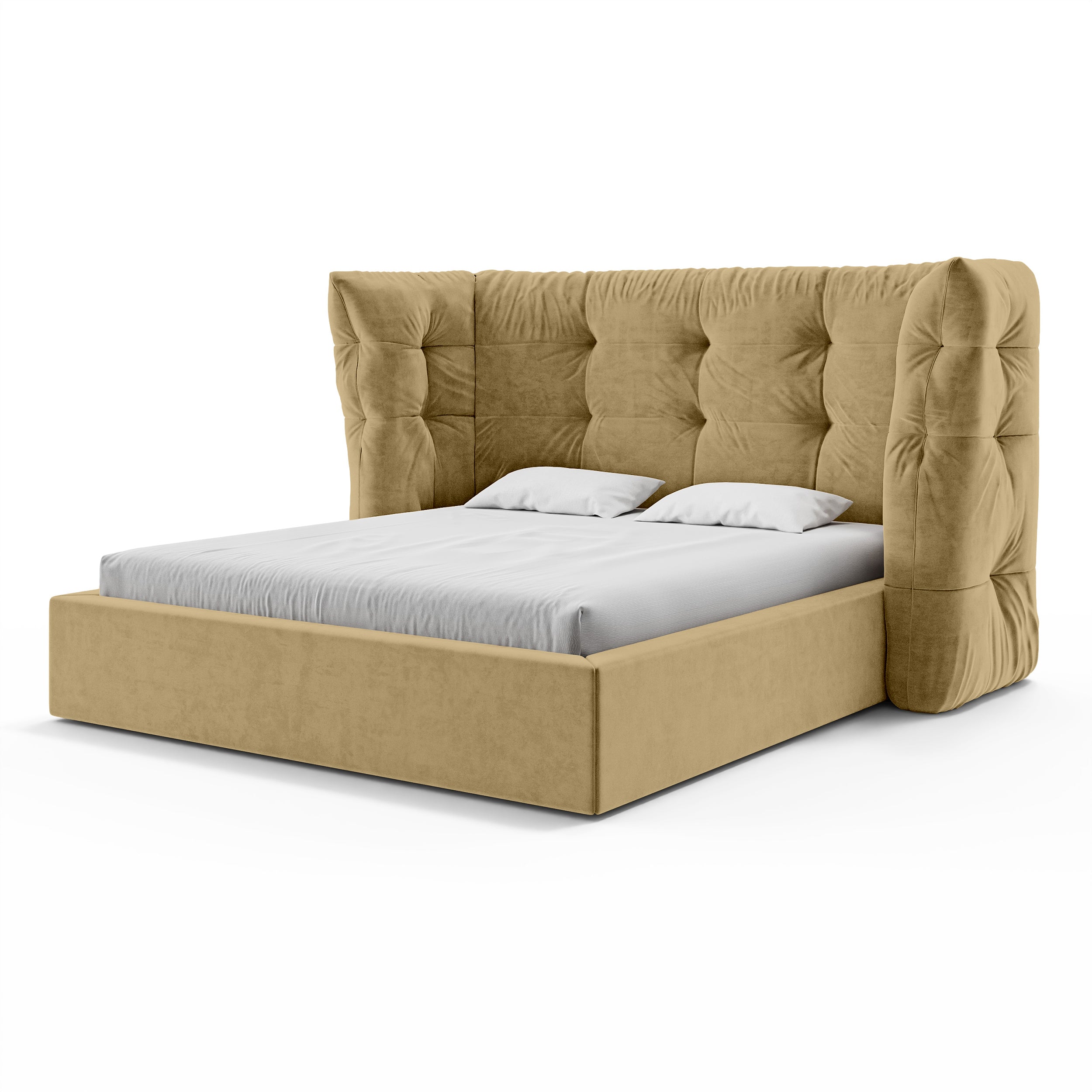 Tufted upholstered bed with storage in a glamour style | Diara