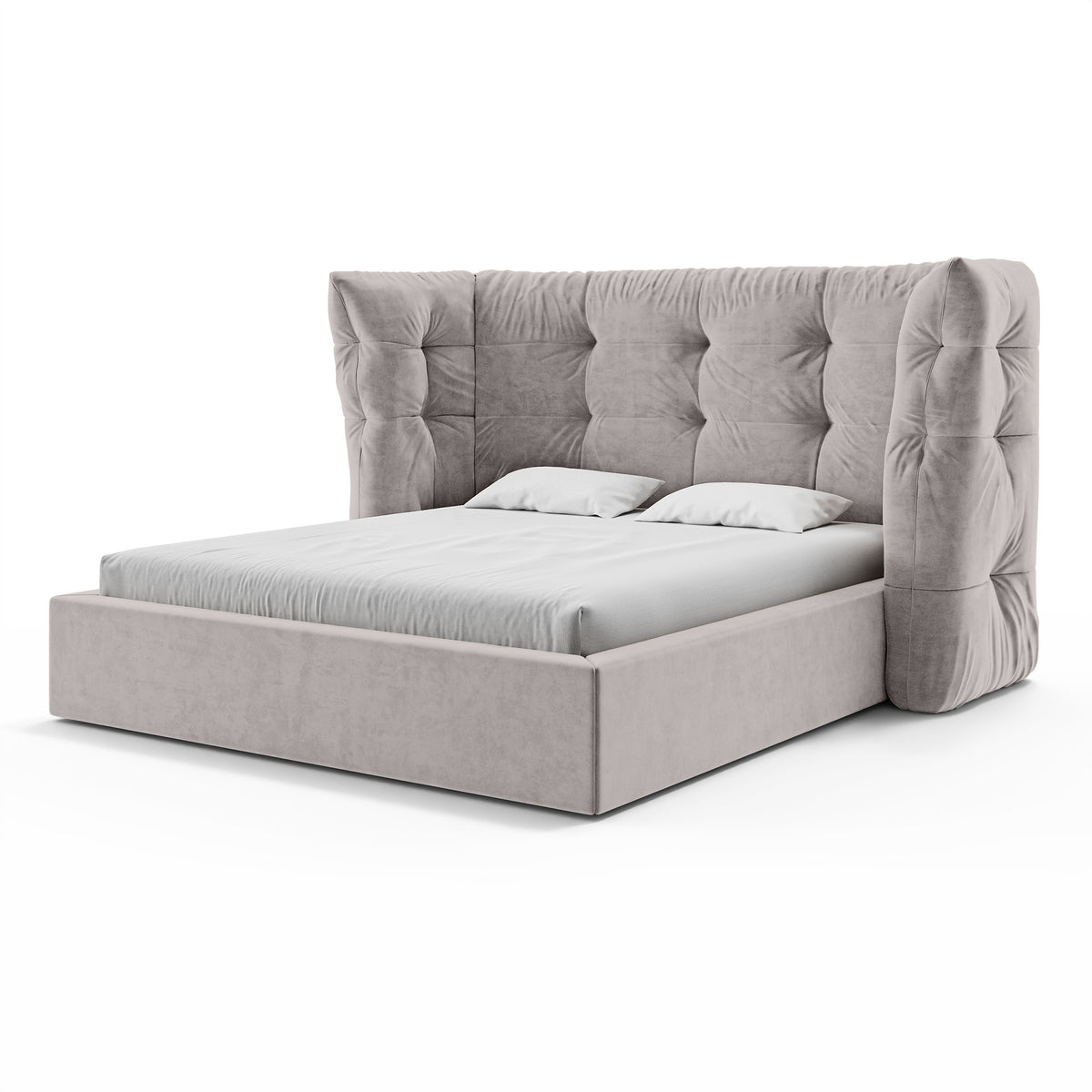 Tufted upholstered bed with storage in a glamour style | Diara