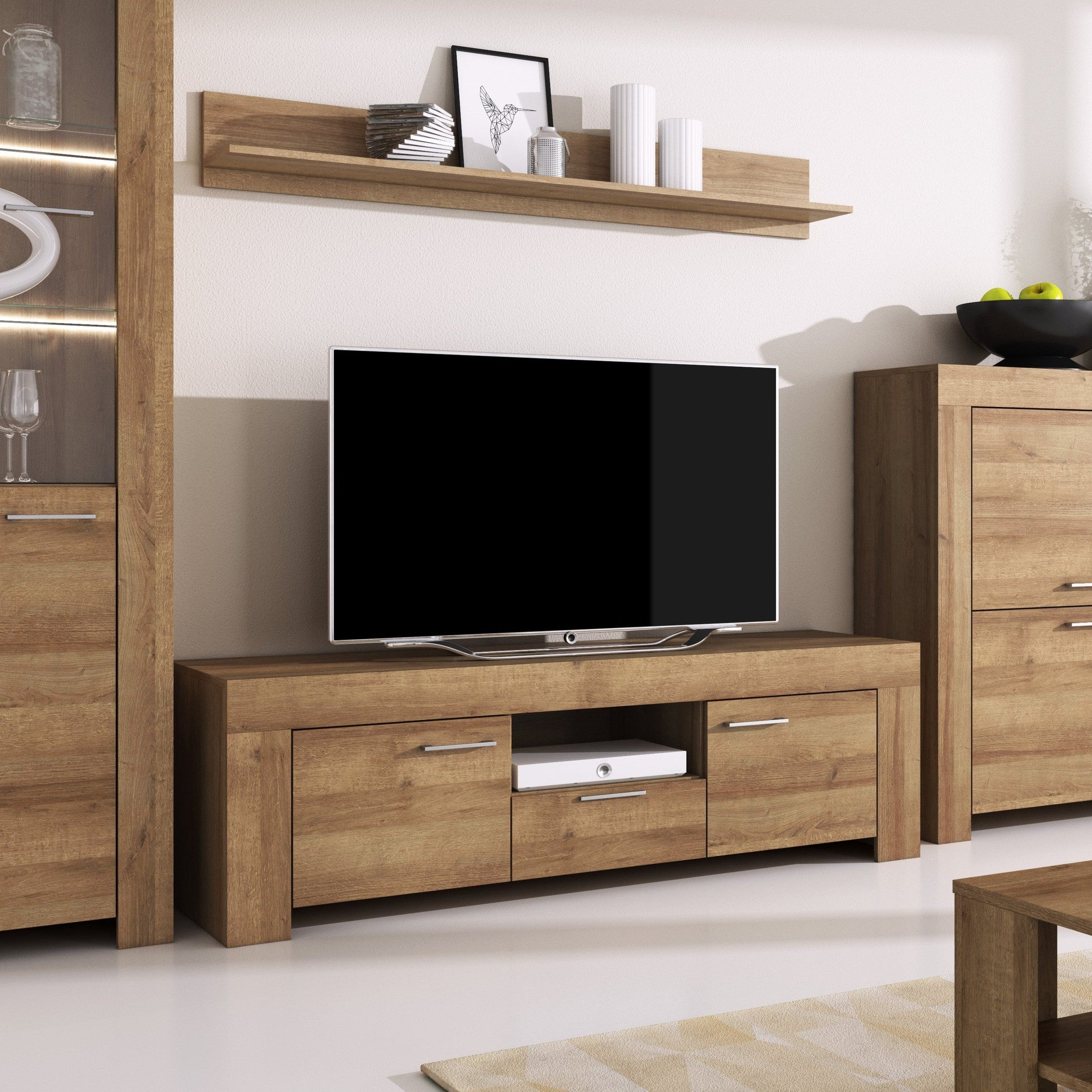 Zestaw RTV z półką 155x50+155x20 w stylu nowoczesnym | Gorky