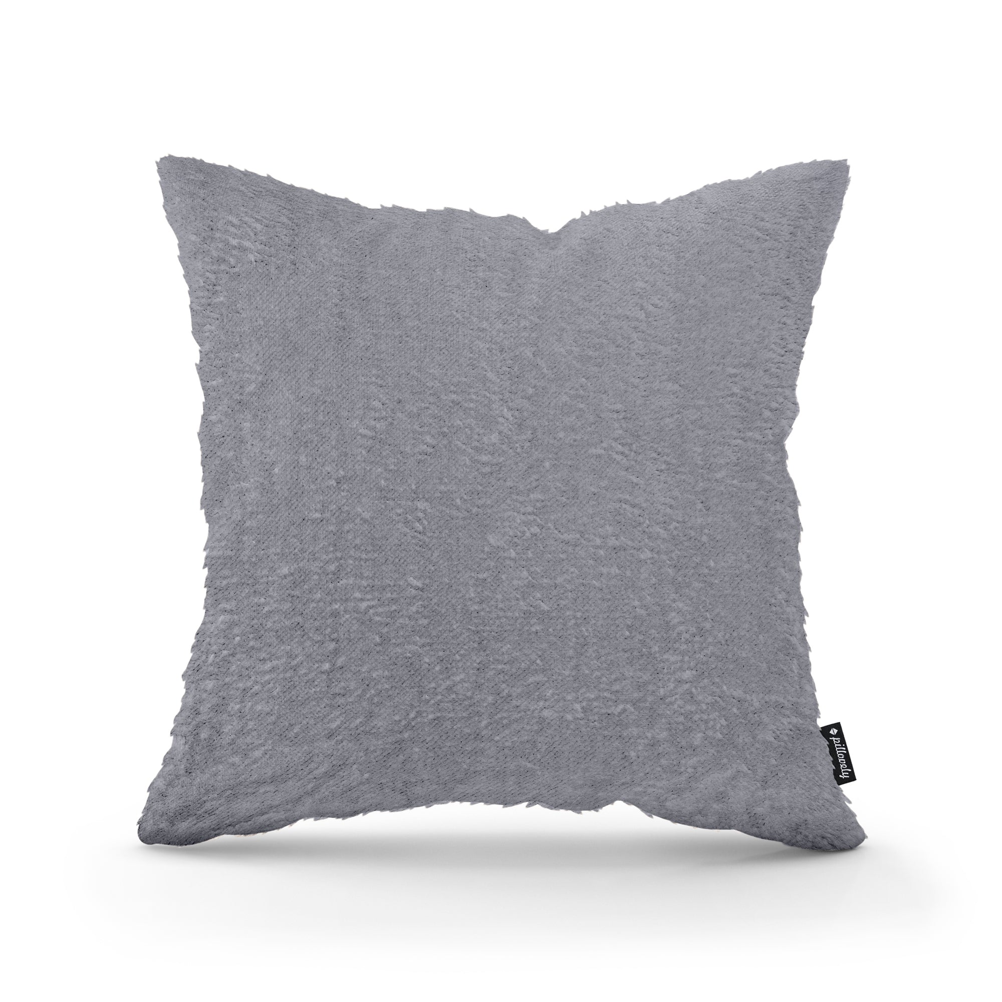 Poduszka dekoracyjna 45×45 cm w stylu glamour | Plusz Stalowy Popiół (SORRISO 04)