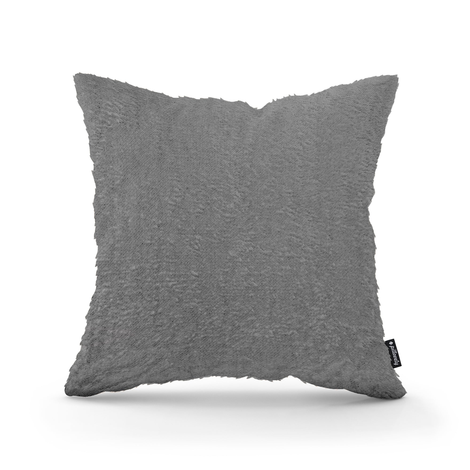 Poduszka dekoracyjna 45×45 cm w stylu glamour | Plusz Grafitowy Pył (SORRISO 19)
