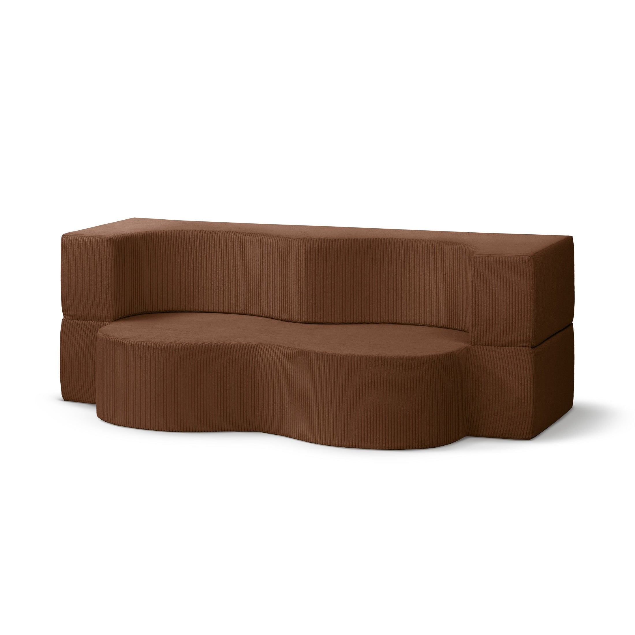 Sofa piankowa wolnostojąca 200 cm z funkcją spania w stylu japandi | Kamelia Espresso (POSO 39)