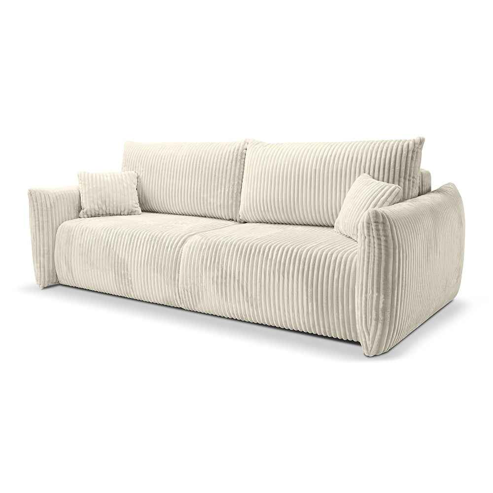 Sofa 3-osobowa z funkcją spania 145x200 z pojemnikiem w stylu nowoczesnym | ALLORO Pudrowa Perła (TILIA 01)
