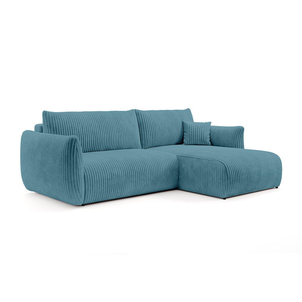 Narożnik z funkcją spania 257 cm w stylu nowoczesnym | ALLORO Prawostronna Głębia Wody (TILIA 75)