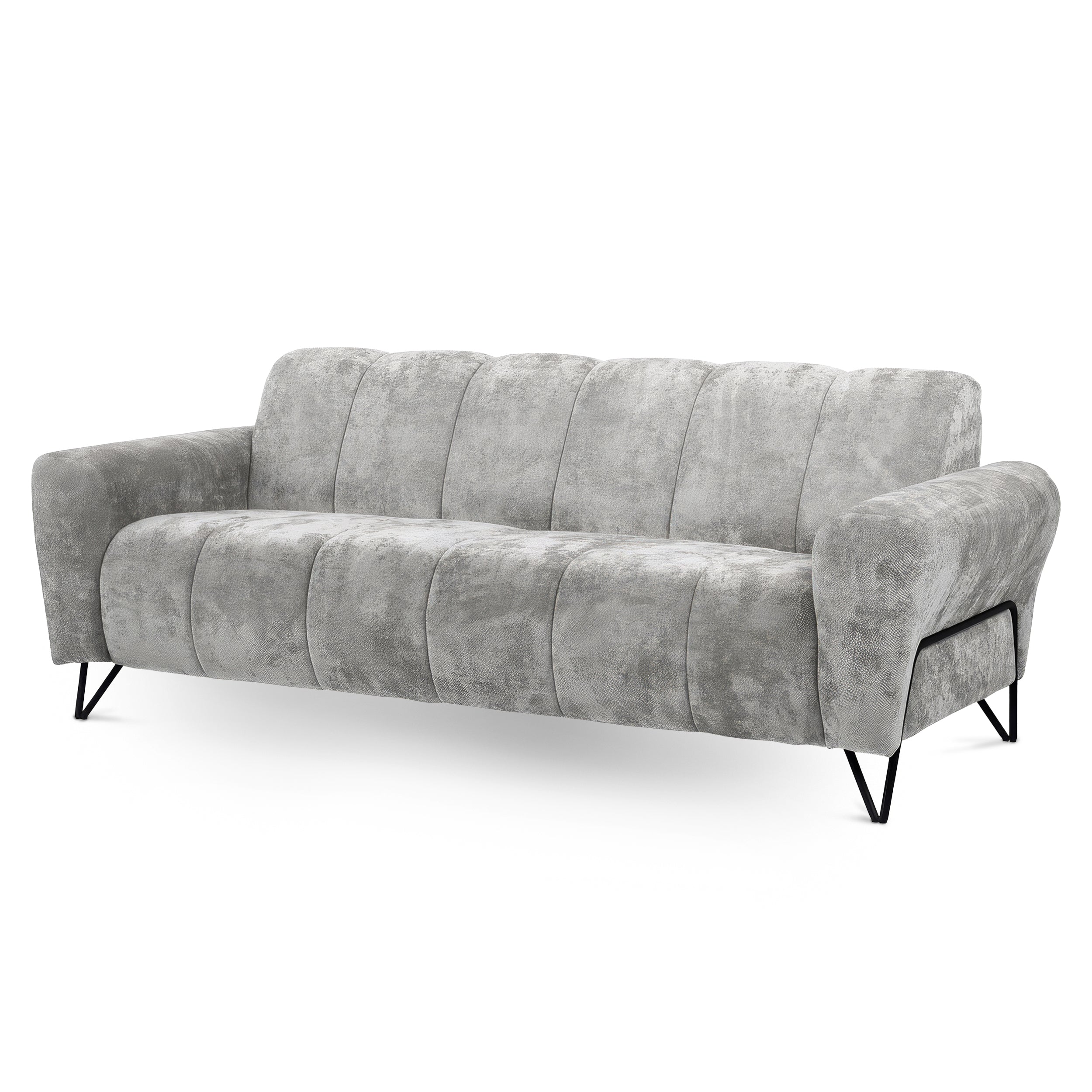Sofa trzyosobowa do salonu w stylu nowoczesnym, tkanina Vega | Nellia Perłowa Mgła (VEGA 12)