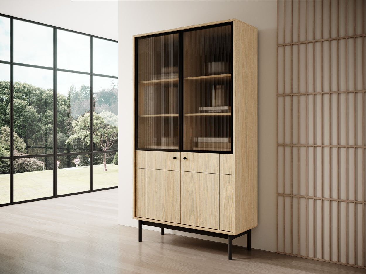 Witryna przeszklona 104x185 cm w stylu japandi | Sabi
