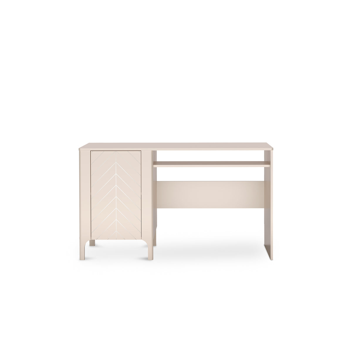 EKLIPSO desk 135x78 with a built-in cupboard in a modern style, colour Cashmere – front view | Pillovely