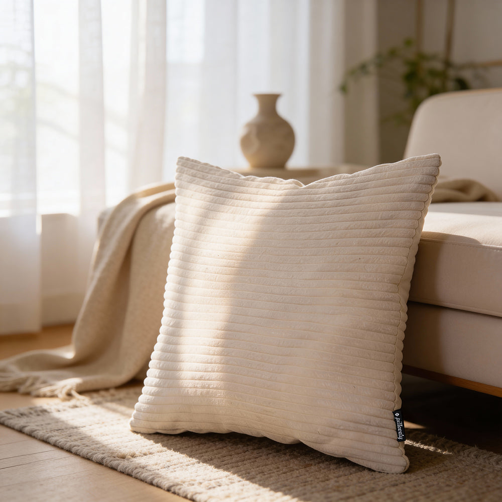 Poduszka dekoracyjna 45×45 cm w stylu scandi i boho | Szeroki Sztruks