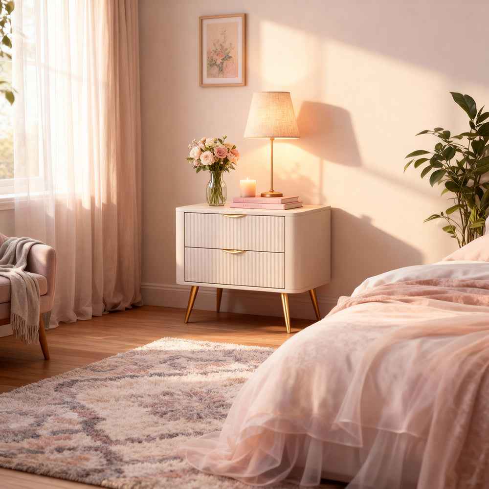 Szafka nocna z 2 szufladami 63x55 cm w stylu eleganckim | Laanti