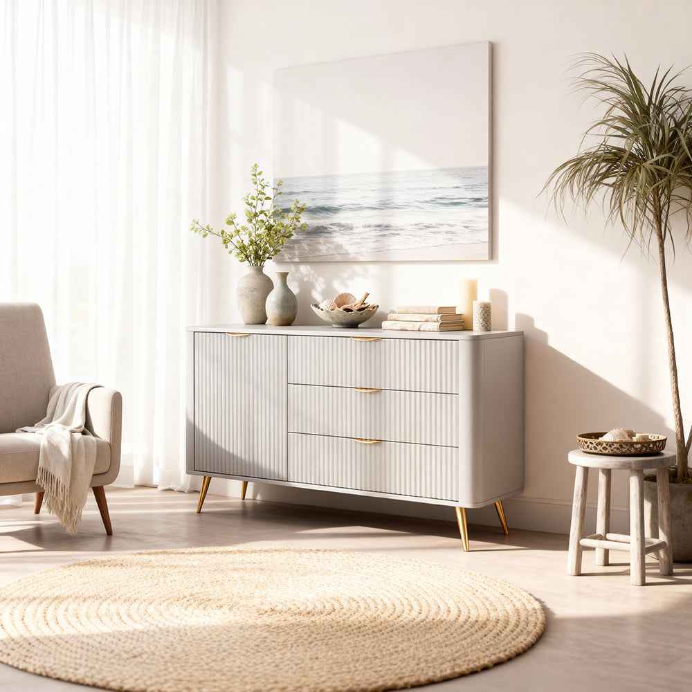 Komoda 138x81 z szufladami i drzwiami w stylu eleganckim | Laanti