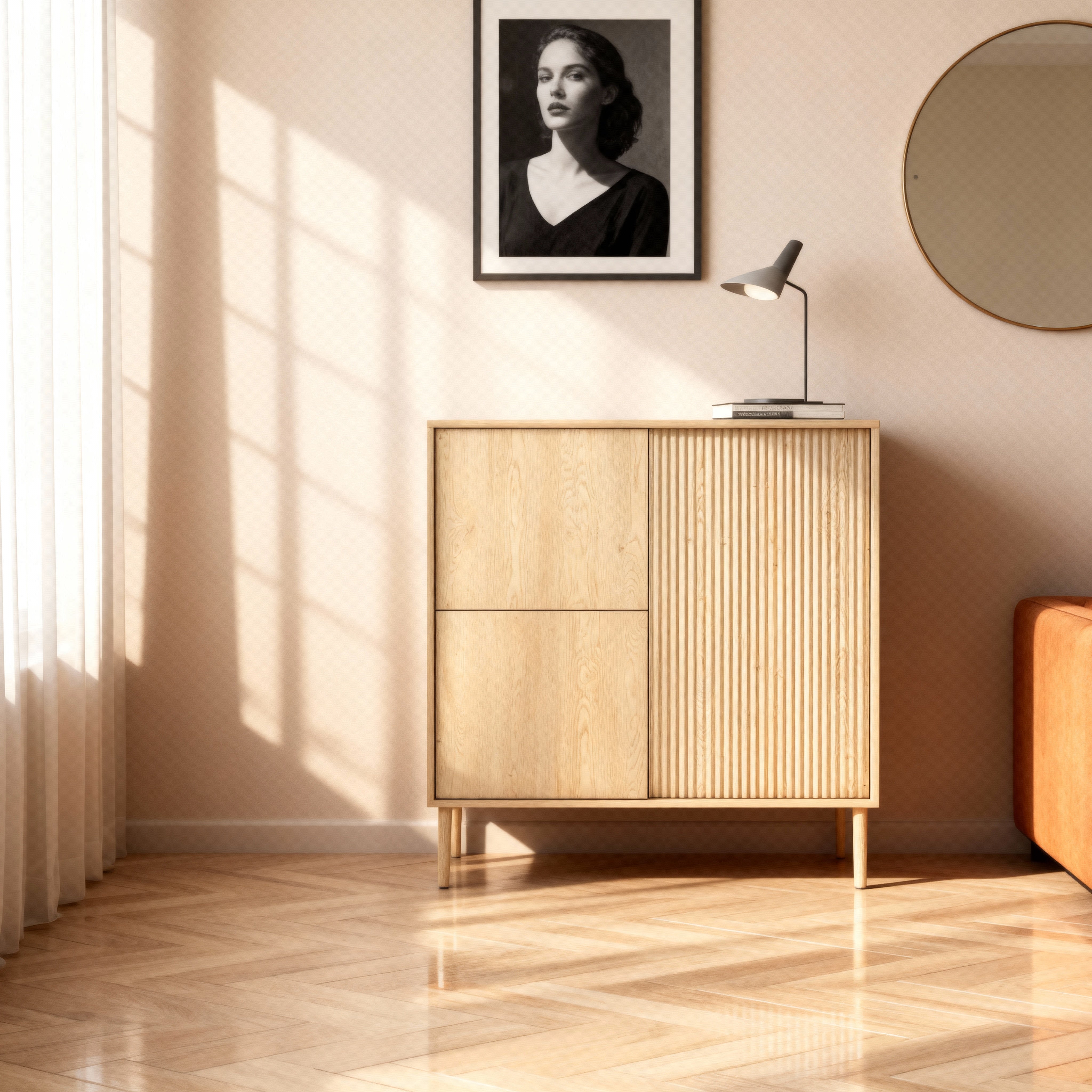 Komoda 3-drzwiowa 104x122 w stylu japandi | Viola