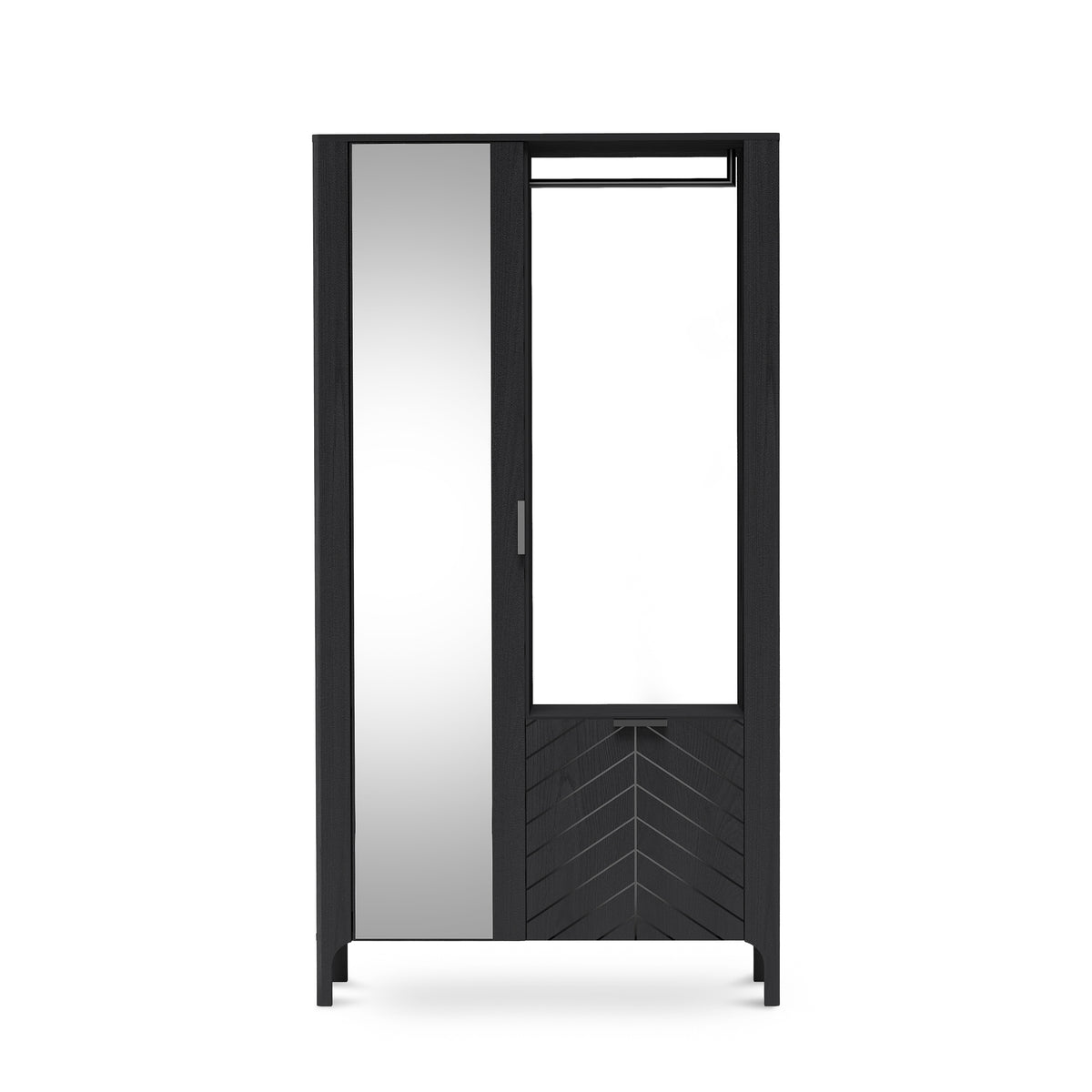 EKLIPSO wardrobe 105x197 with mirror in a modern style, colour Black – front view | Pillovely