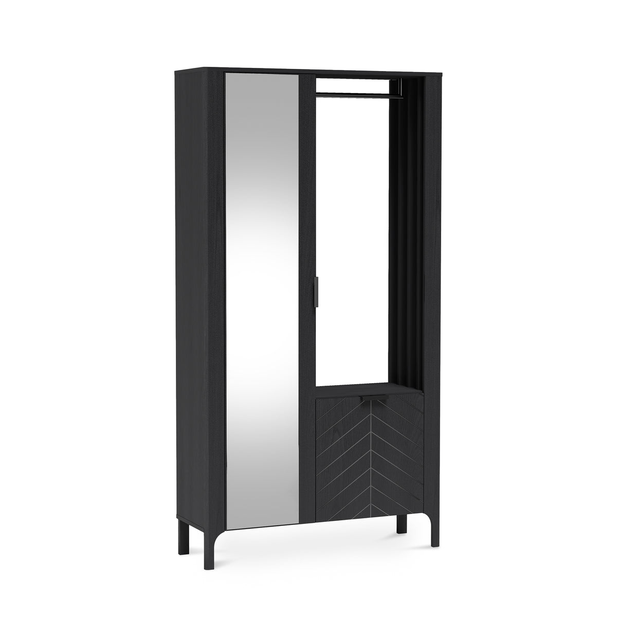 EKLIPSO wardrobe 105x197 with mirror in a modern style, colour Black – main image | Pillovely