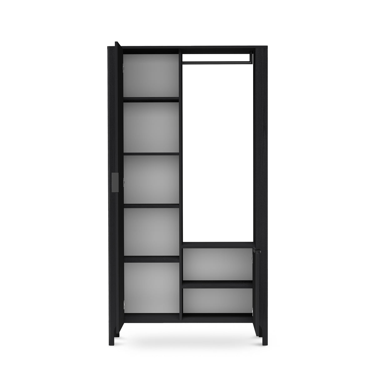 EKLIPSO wardrobe 105x197 with mirror in a modern style, colour Black – open view | Pillovely