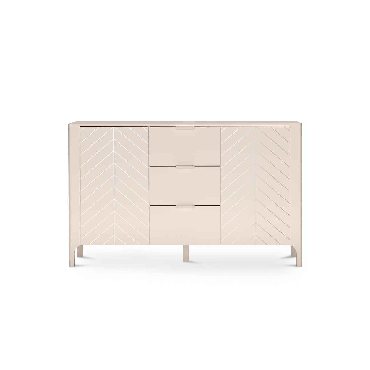 EKLIPSO sideboard 153x95 with herringbone fronts in a modern style, colour Cashmere – front view | Pillovely