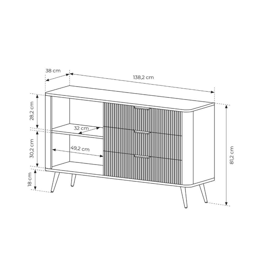 Komoda 138x81 z szufladami i drzwiami w stylu eleganckim | Laanti