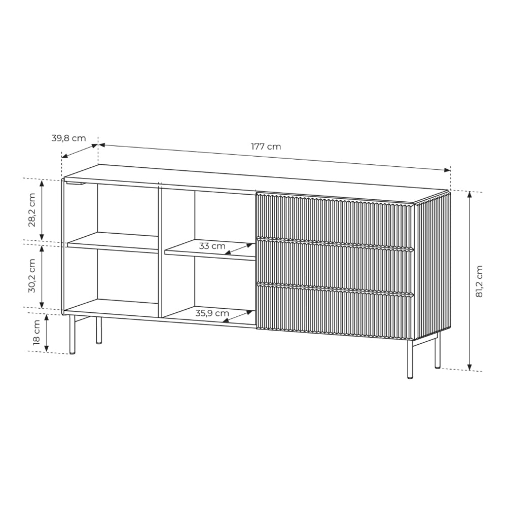 Komoda z drzwiami i szufladami 177x81 w stylu nowoczesnym | MuzZI