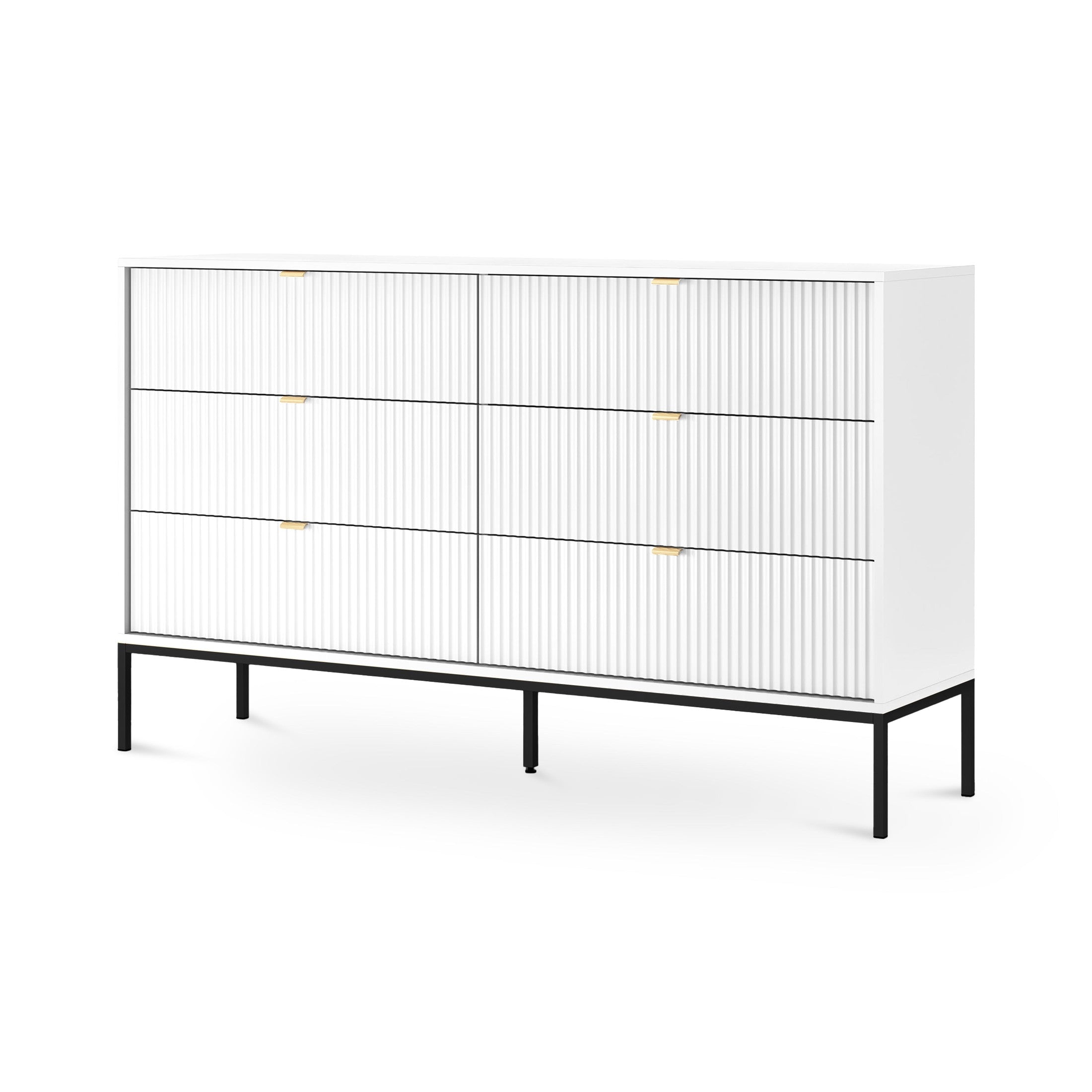Komoda szufladami 154x91 w stylu glamour | Roza Biały Czarny
