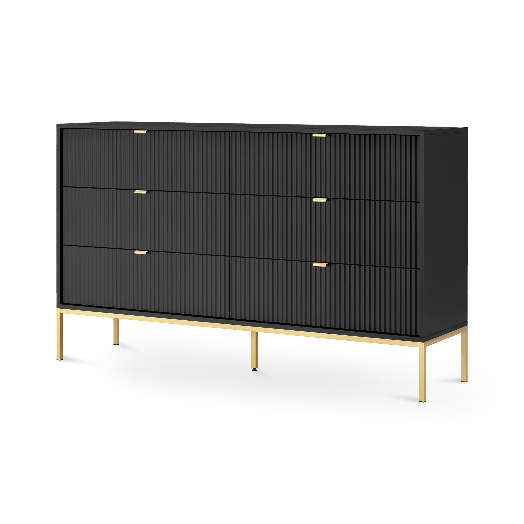 Komoda szufladami 154x91 w stylu glamour | Roza Czarny Złota