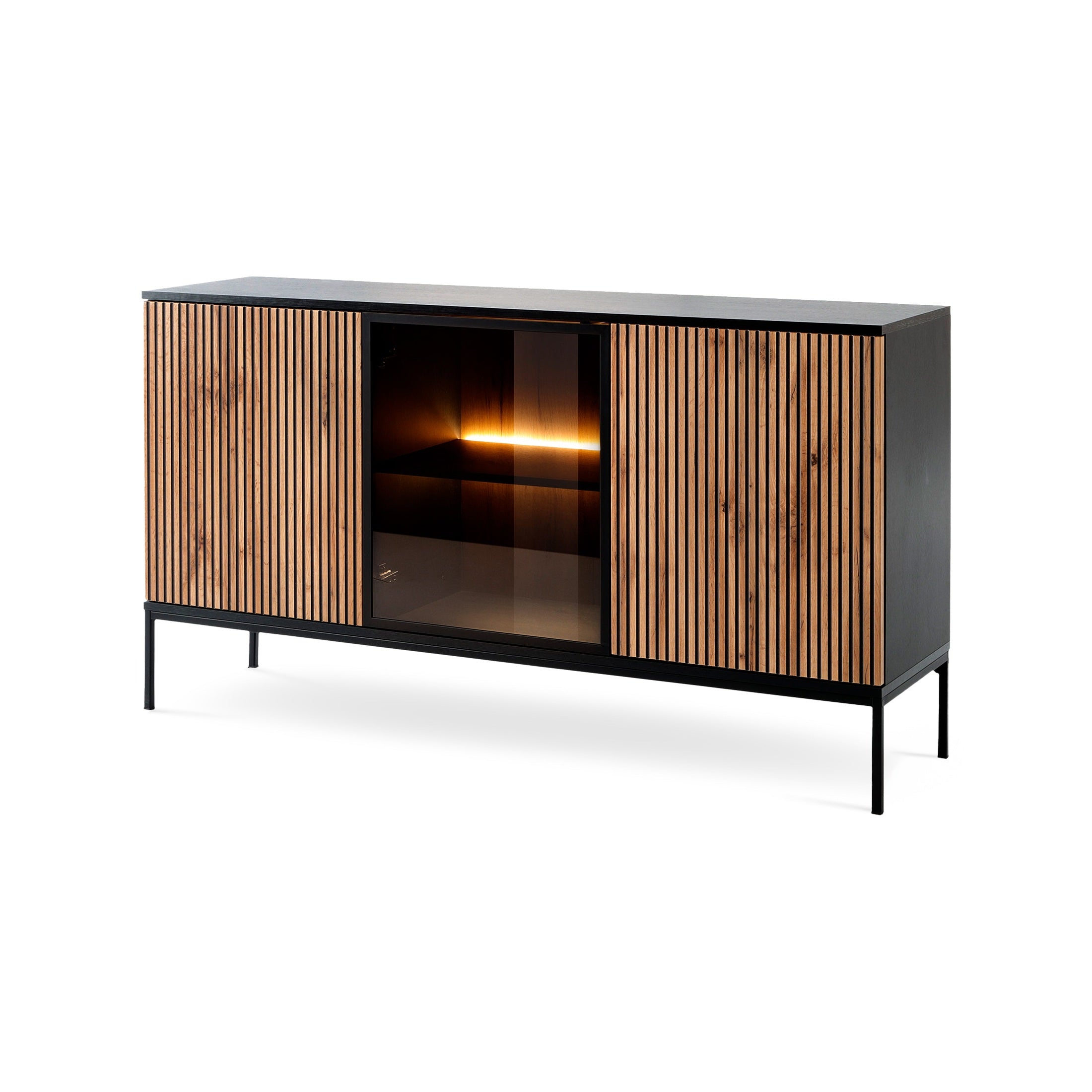 Komoda z drzwiami 154x83 w stylu loft | Lampy Czarny