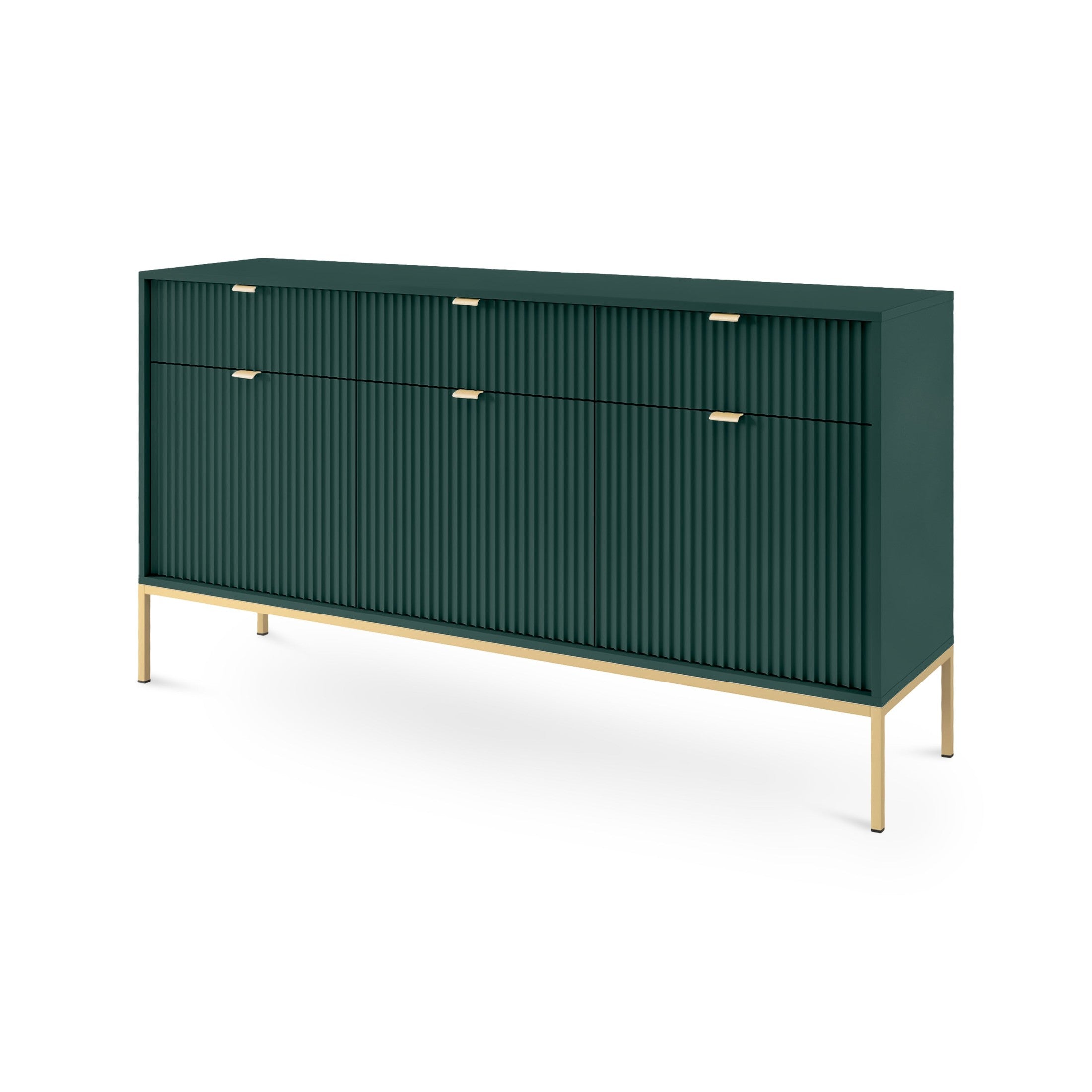 Komoda 154x83 w stylu glamour | Roza Labrador Green Złota
