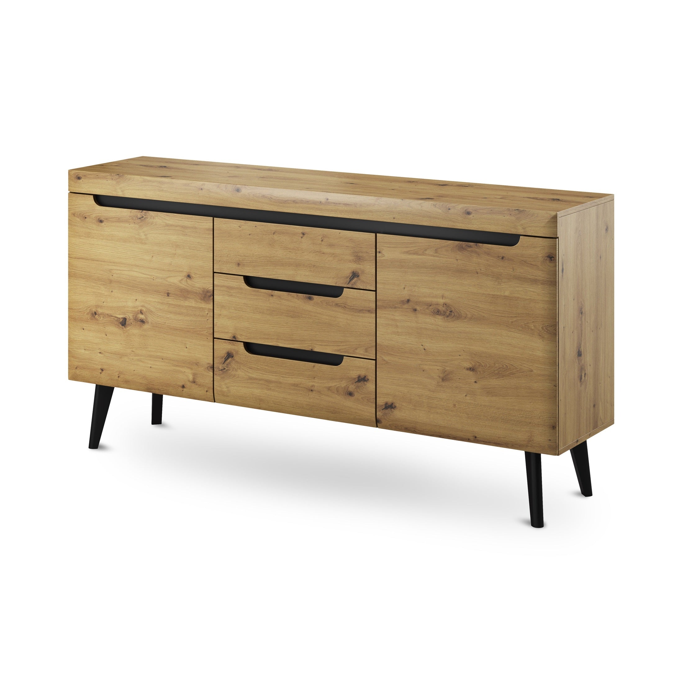 Komoda z szufladami i szafkami 160x83 w stylu skandynawskim | Trava Dąb Artisan
