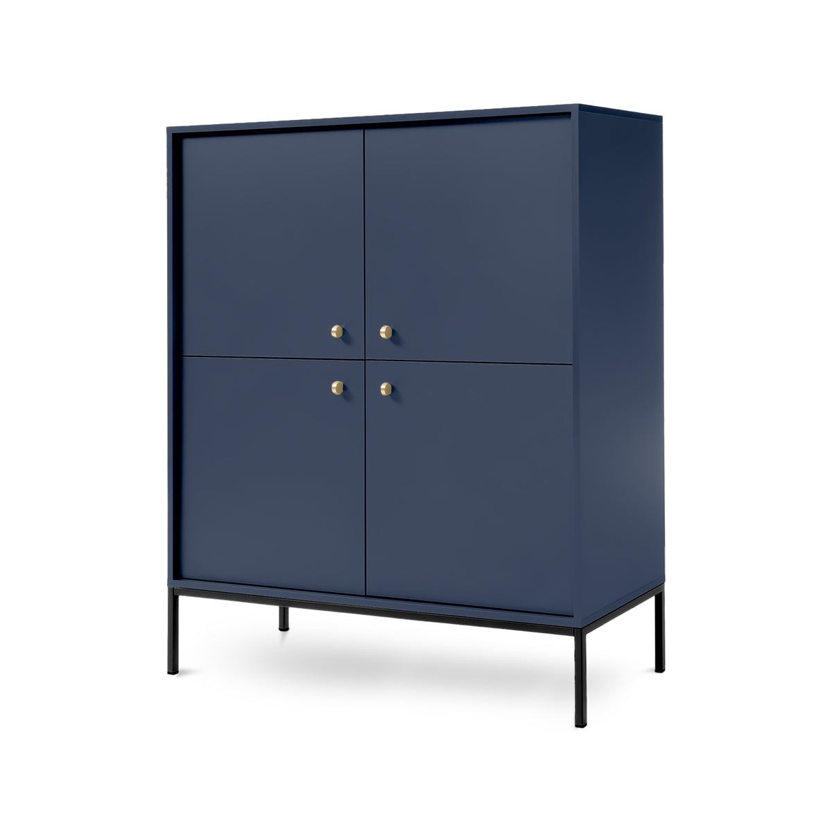 Sideboard 104x126 in Vintage Style – Four Doors, Gold Handles, Metal Legs | Kviat