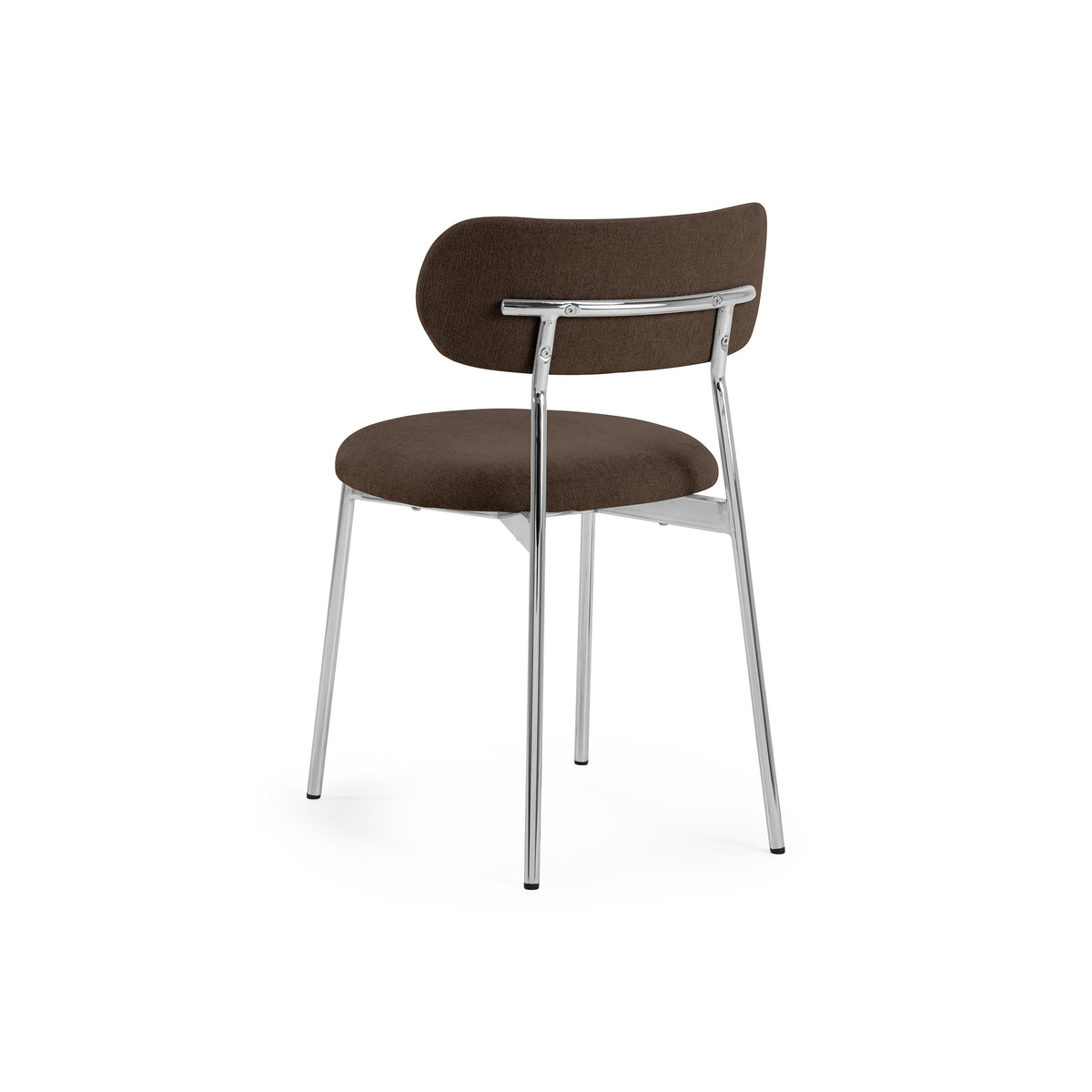 Dotto Chair 47x79, Brown, with an angled back – backrest and chrome frame, upholstered chair