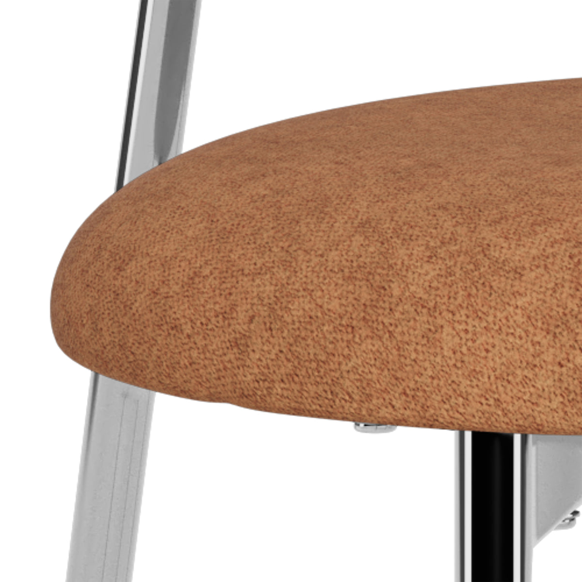 Dotto Chair 47x79 Terracotta – a close-up of the flame-retardant Apia fabric with a chenille-like texture and a chrome leg
