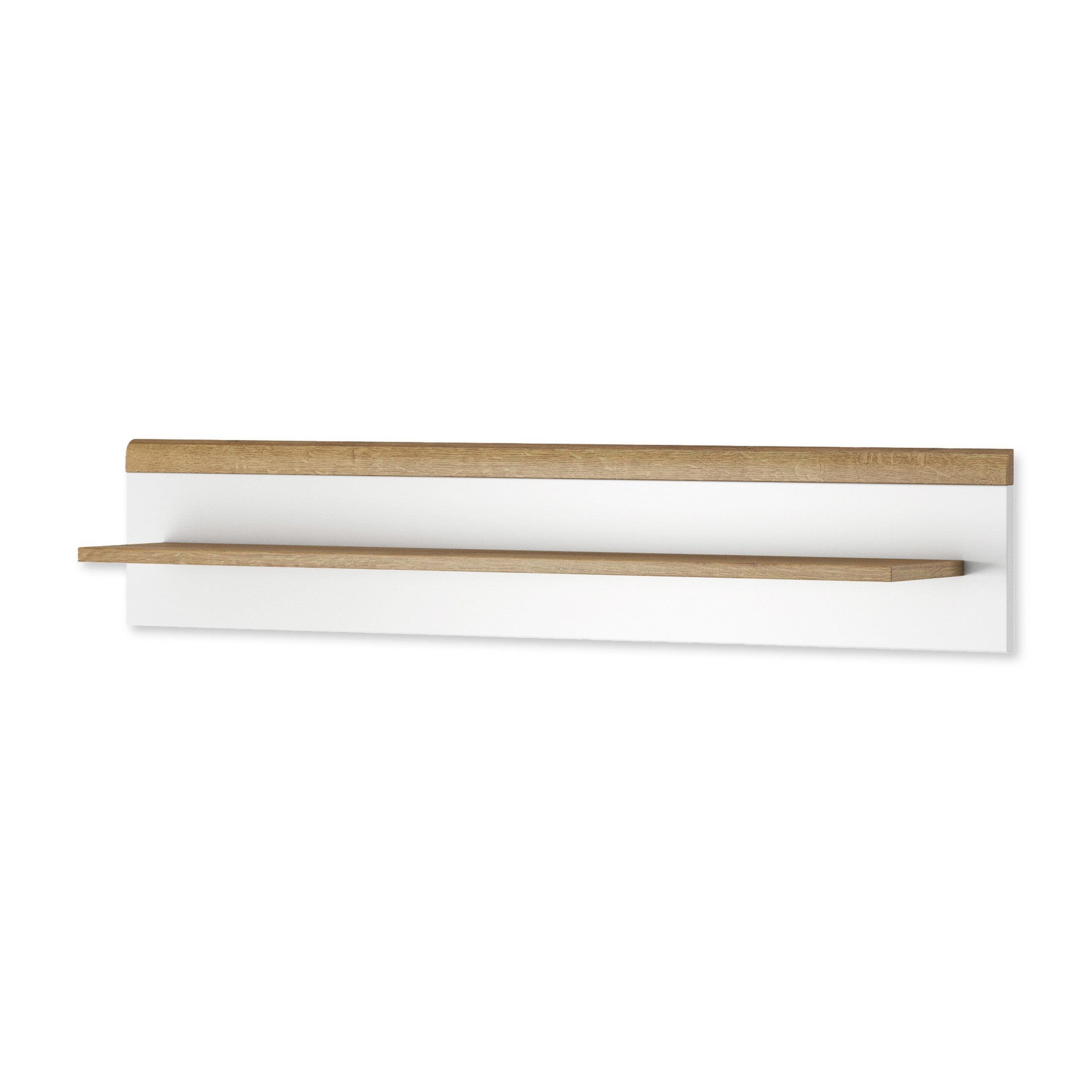 Półka ścienna 107 × 20 cm w stylu skandynawskim – dąb riviera i biel, minimalistyczna forma | Lato