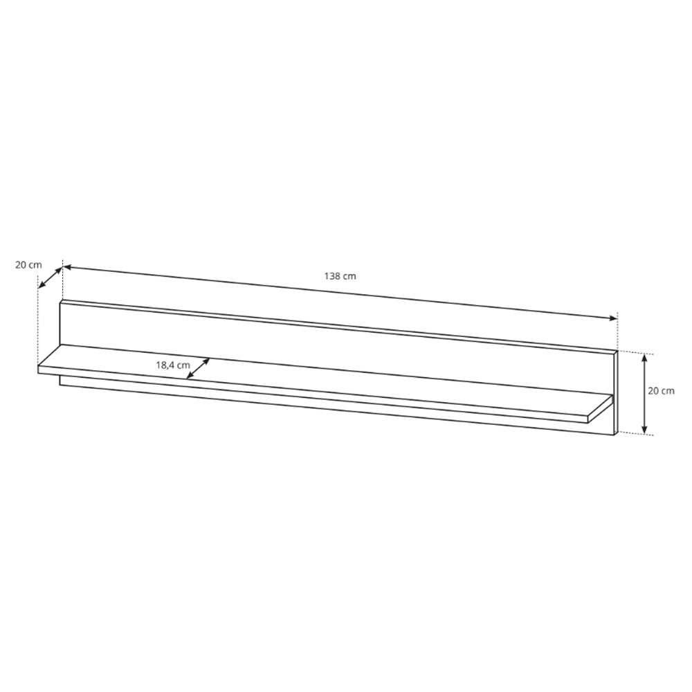Półka ścienna do salonu i sypialni 138x20 cm w stylu nowoczesnym – wisząca, minimalistyczna | Armelia