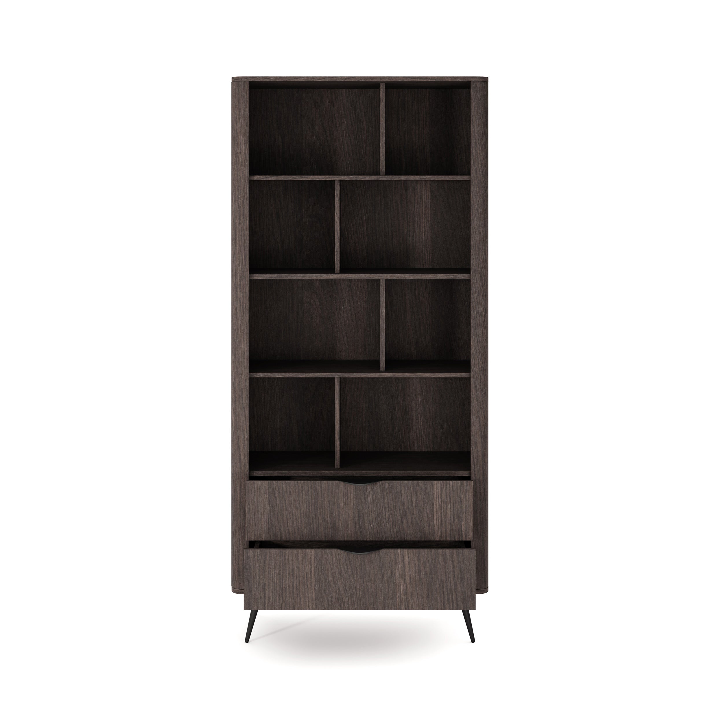 Regał 88x194 z otwartymi półkami i szufladami w stylu soft loft | Velia