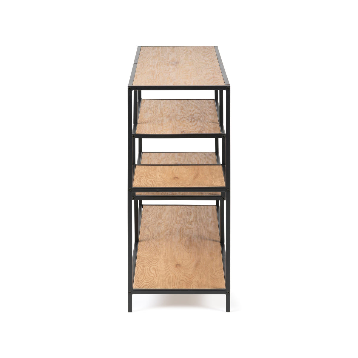 Skeleto bookcase 114x78 Wild Oak, side view – a shallow bookcase for shelves 35 cm deep