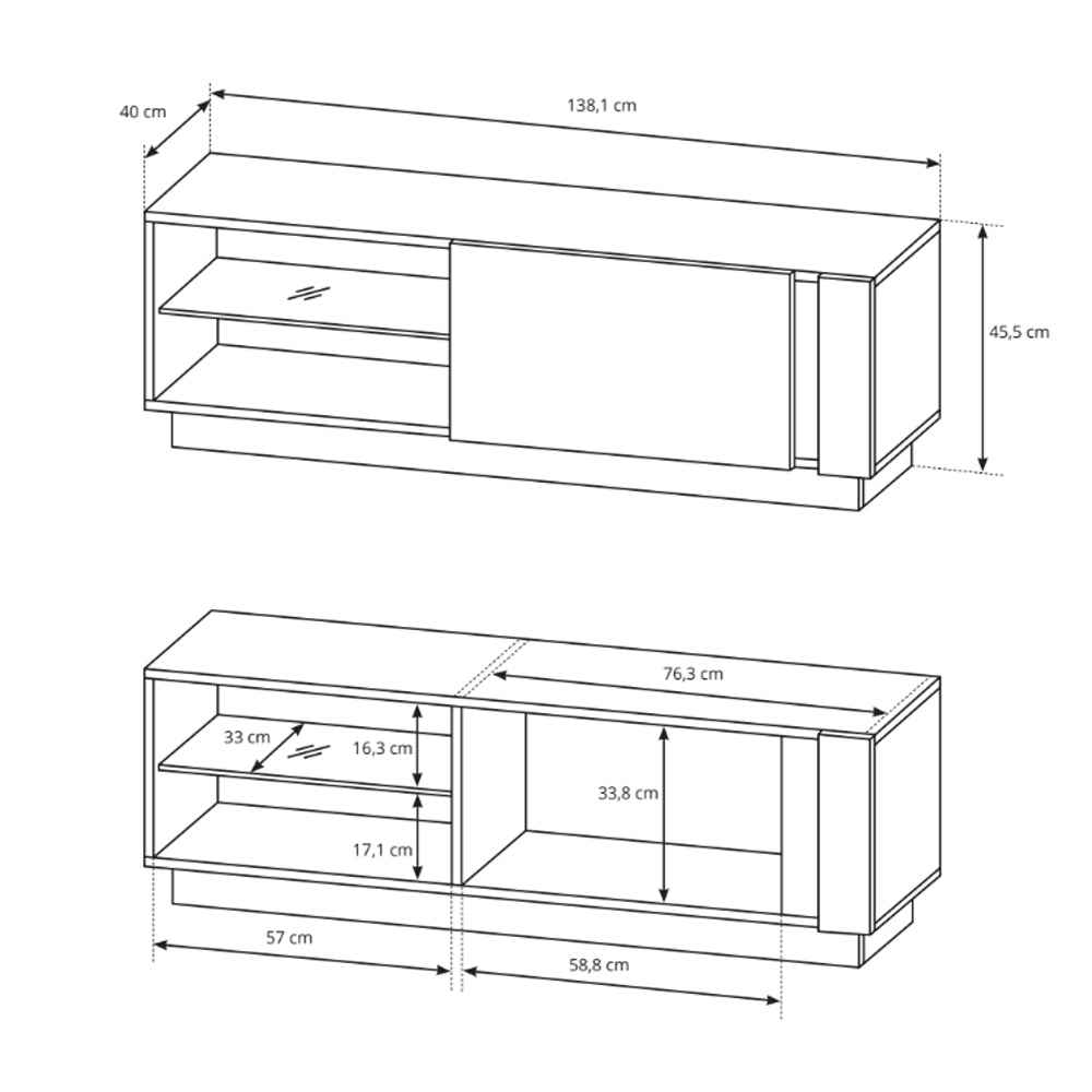 Szafka RTV 138x46 w stylu glamour | Armelia