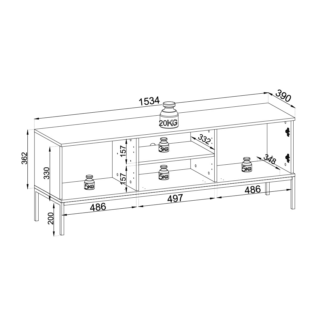 TV cabinet 154x56 in modern style | Lampy