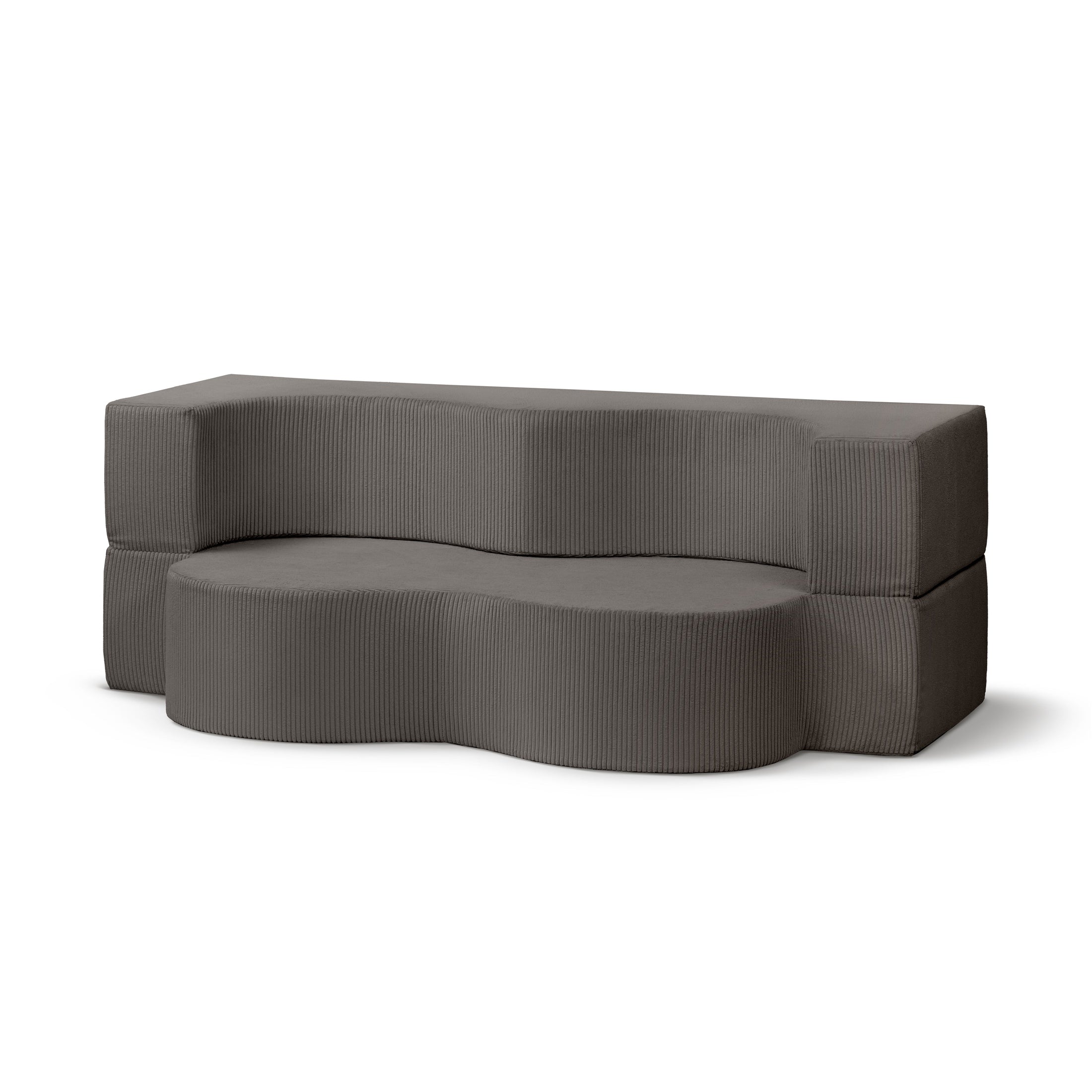 Sofa piankowa wolnostojąca 200 cm z funkcją spania w stylu japandi | Kamelia Brązowy Grafit (POSO 120)
