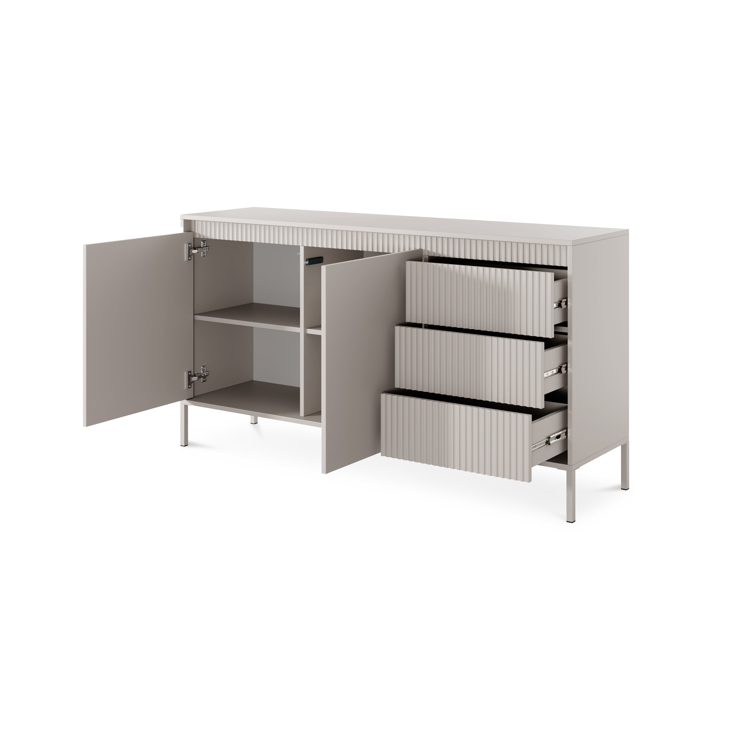 Komoda z drzwiami i szufladami 154x81 w stylu japandi | Senra