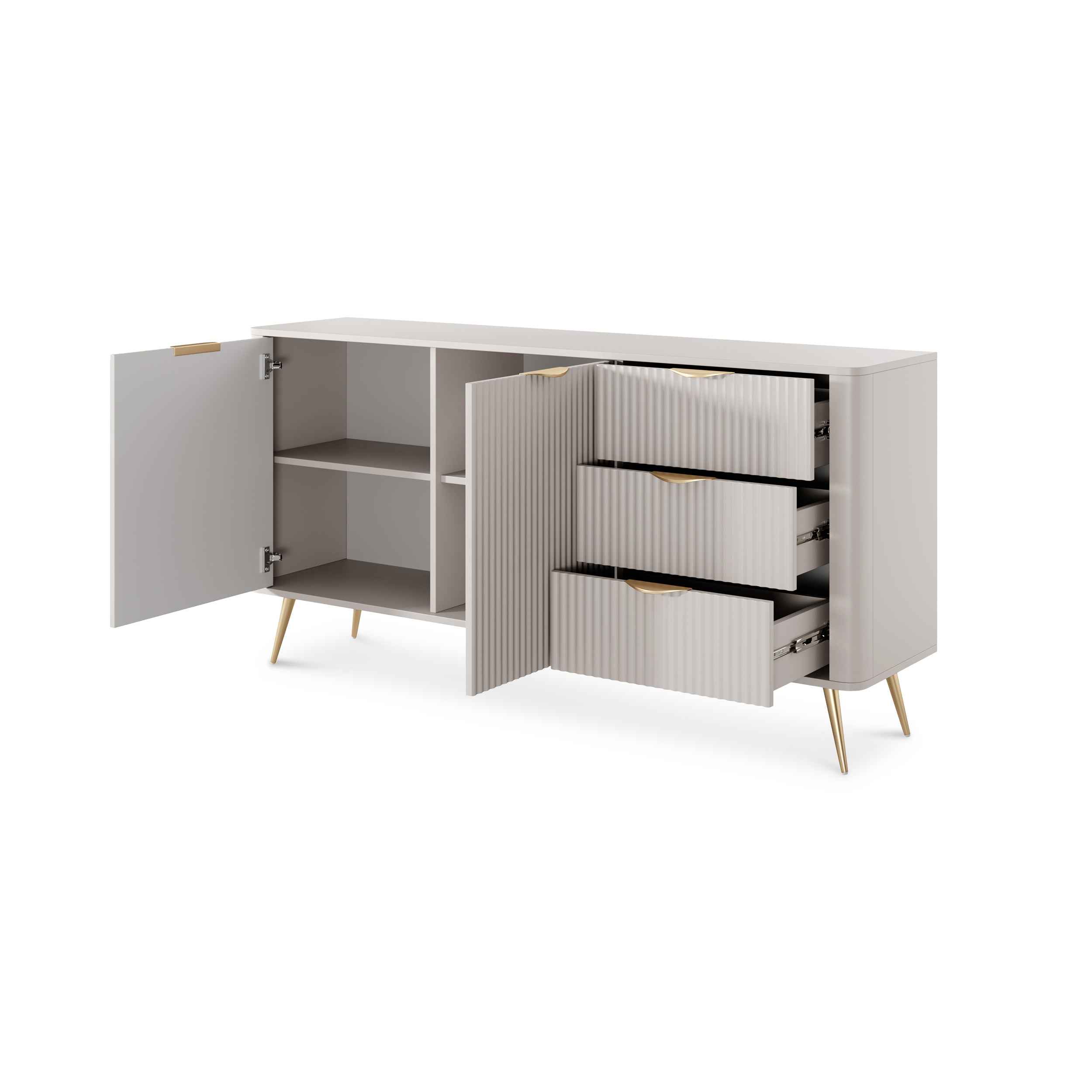 Komoda 163x81 z szufladami i drzwiami w stylu eleganckim | Laanti