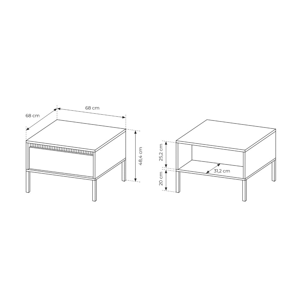 Stolik kawowy 68x48 z szufladą w stylu minimalistycznym | Senra