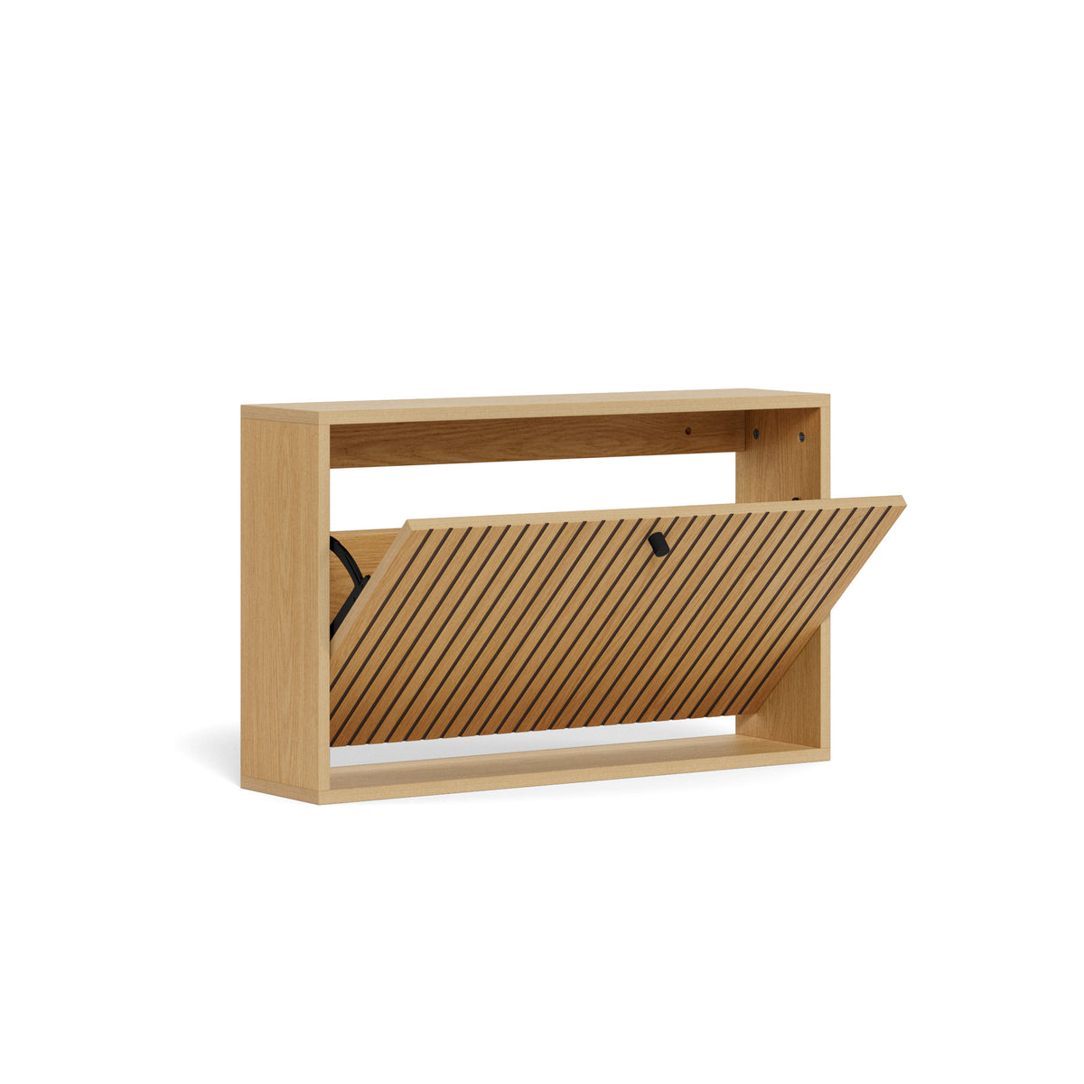 Bambouz 72x43 shoe cupboard with a hinged front – a tilting shoe compartment in an oak finish