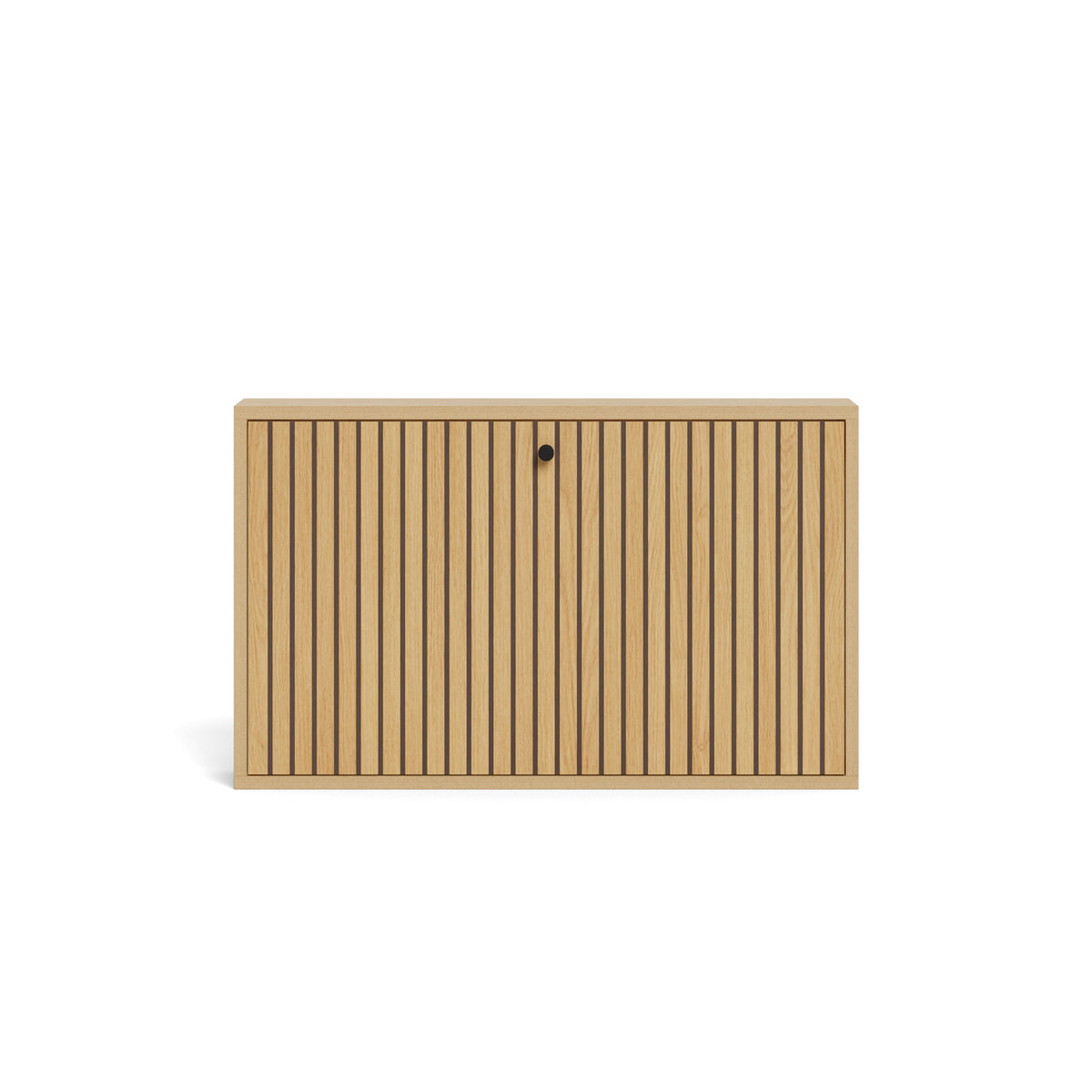 Bambouz 72x43 oak shoe cupboard – front view of the closed slatted front