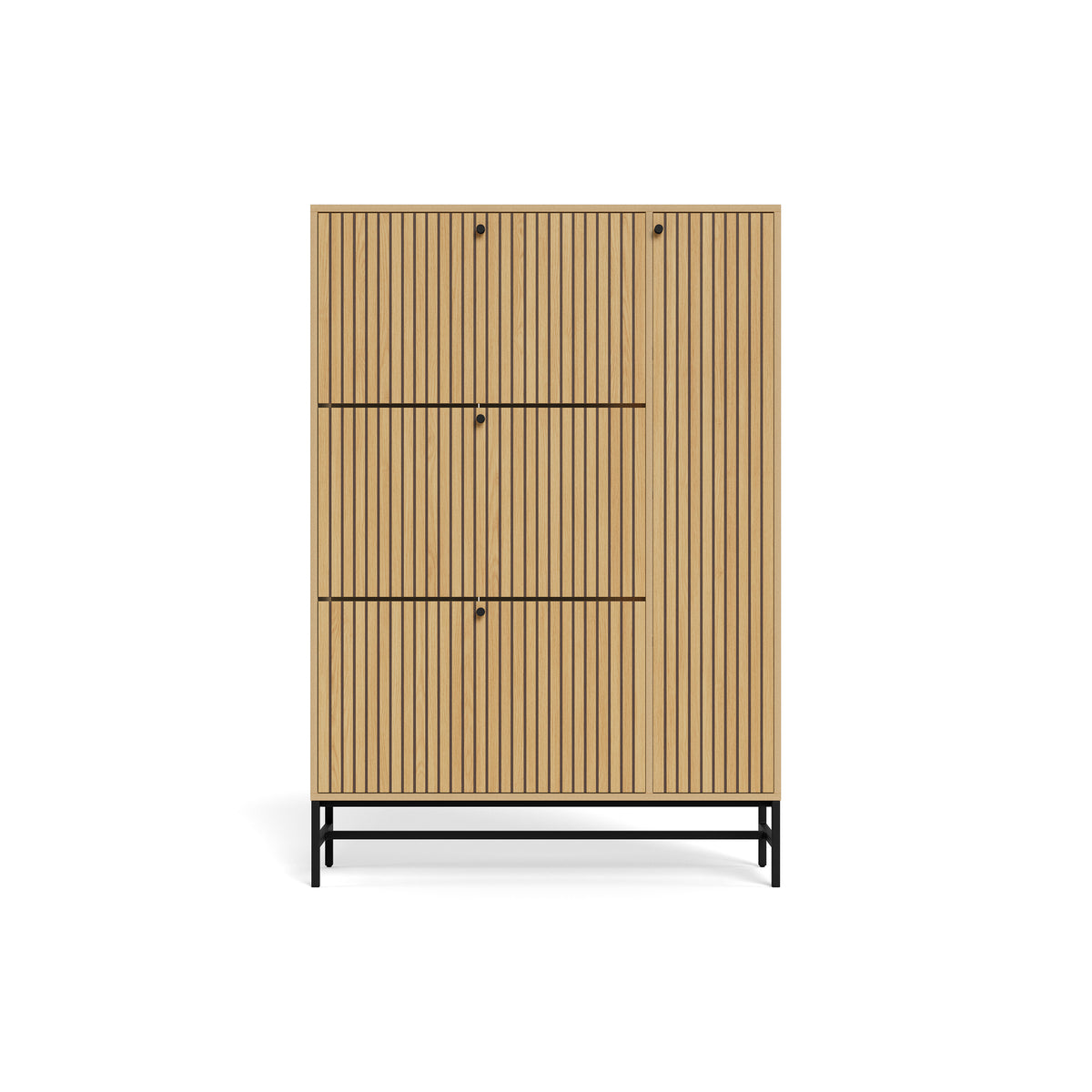 Bambouz 99x141 shoe cupboard – three hinged compartments at the front and a door with a slatted front in an oak finish