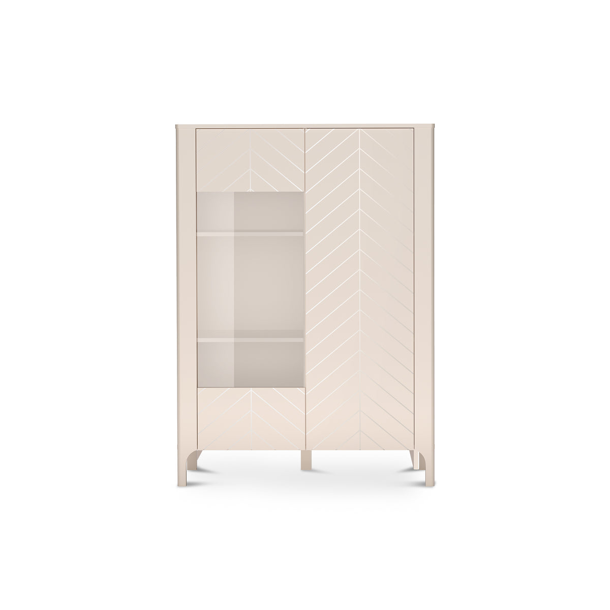 EKLIPSO display cabinet 103x145 with glazing in a modern style, colour Cashmere – front view | Pillovely