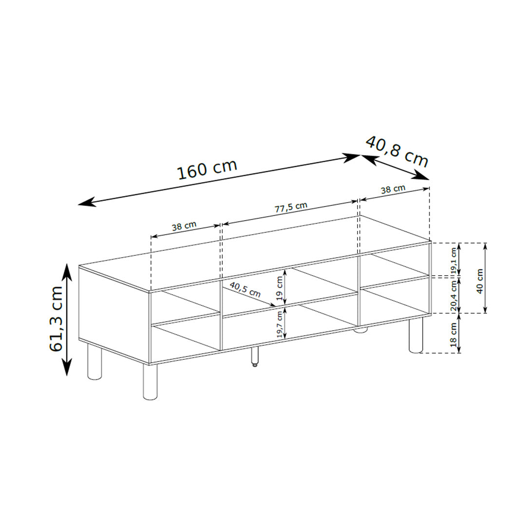 TV Cabinet 160x62 with spacious storage compartments in Scandinavian style | FJORD