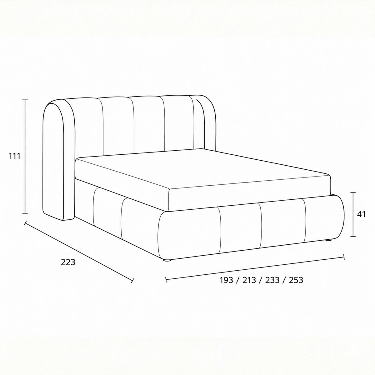 Upholstered bed with vertical tufting and storage in a soft modern style | Ventara